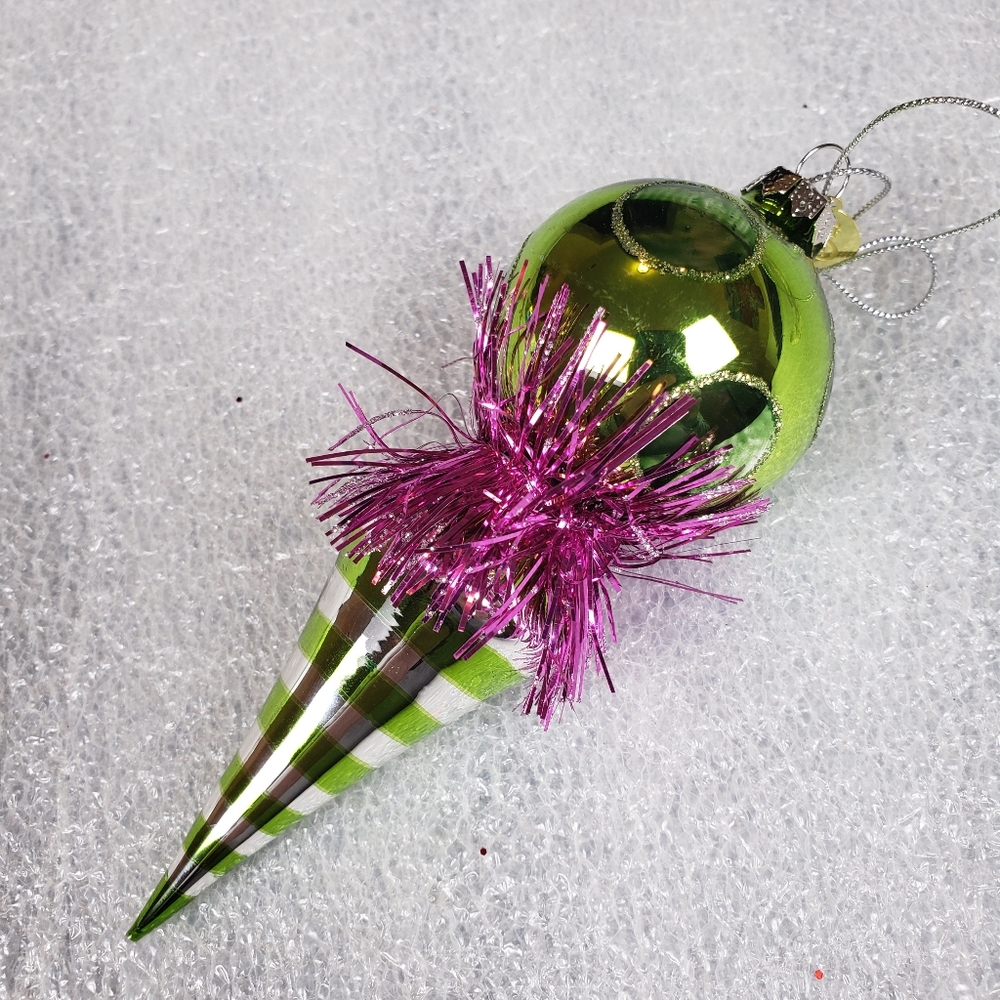 Rare Seasons Of Cannon Falls Handblown Glass Ornament Christmas Tinsel